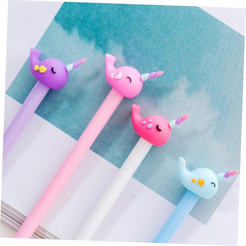 12pcs Purple White Narwhal Cartoon Pens Smooth Ink Writing Pens for Students Office Home Use - Image 5